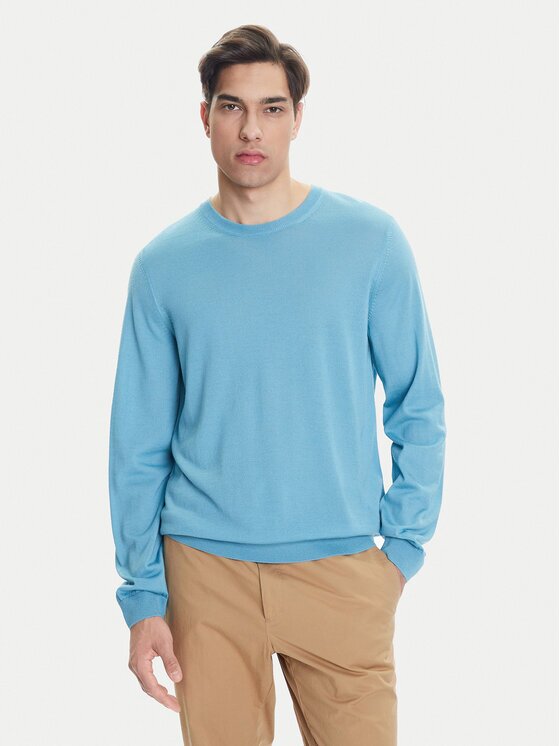 Boss Pulover Leno-P 50468239 Albastru celest Slim Fit