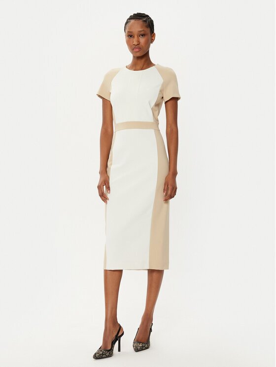 Boss Rochie cocktail Darsa 50532526 Écru Regular Fit