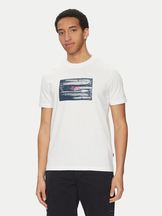 Boss Tricou Dune 50539194 Écru Regular Fit
