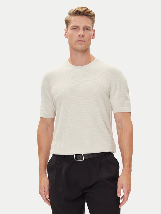 Boss Tricou H-Ianni 50543161 Écru Regular Fit