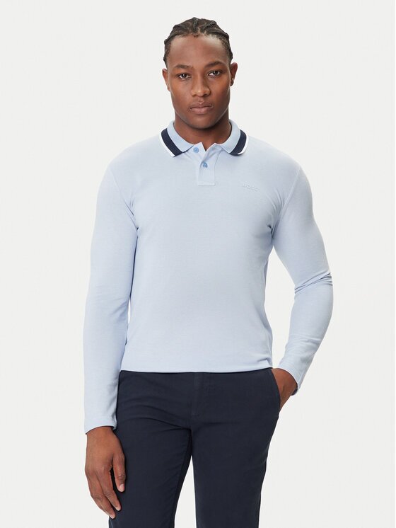 Boss Tricou polo Peoxfordlong_1 50544845 Albastru celest Regular Fit