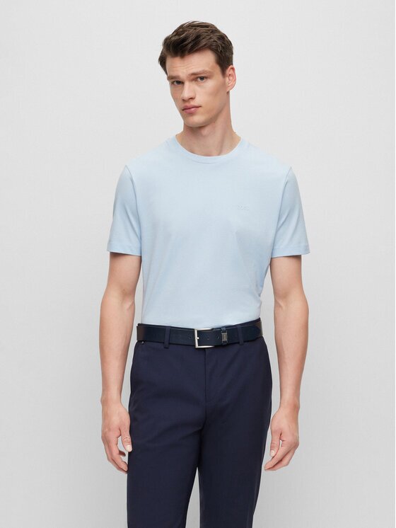 Boss Tricou Thompson 50468347 Albastru celest Regular Fit