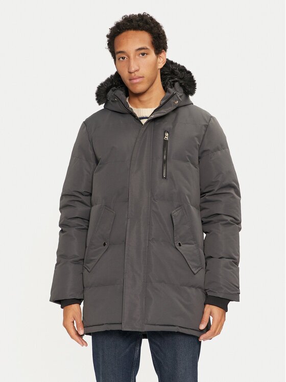 BRAVE SOUL Geacă din puf MJK-COLNEGREY Gri Regular Fit