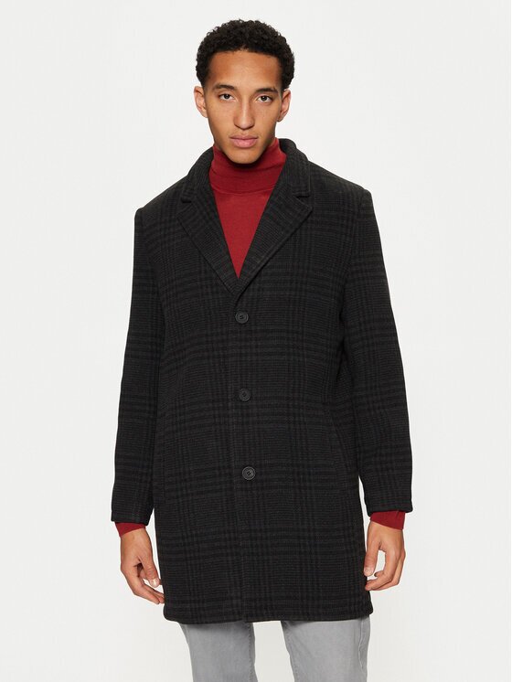 BRAVE SOUL Palton MJK-AUGUSCHECK Negru Regular Fit