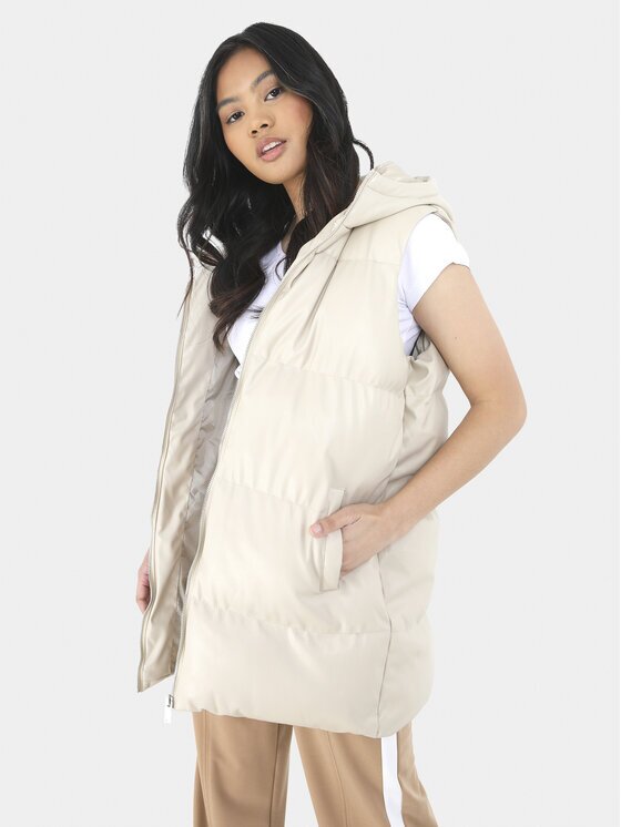 BRAVE SOUL Vestă LJK-TROPICLGILB Écru Straight Fit