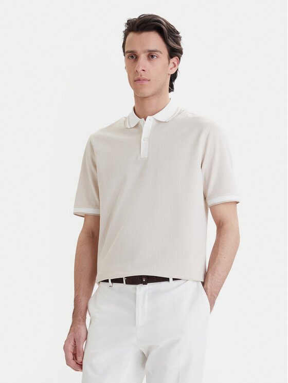Bugatti Tricou polo 8150-75112C Écru Regular Fit