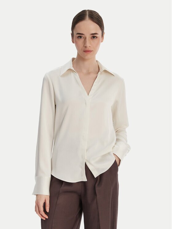 Calvin Klein Cămașă Hammered LV044F129G Écru Regular Fit