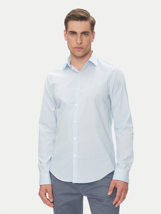 Calvin Klein Cămașă LV019EU013 Albastru celest Slim Fit