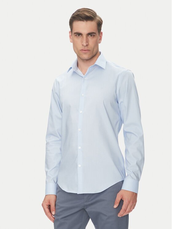Calvin Klein Cămașă LV019EU017 Albastru celest Slim Fit