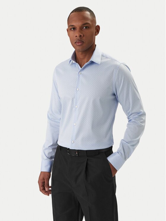 Calvin Klein Cămașă LV019EU128 Albastru celest Slim Fit
