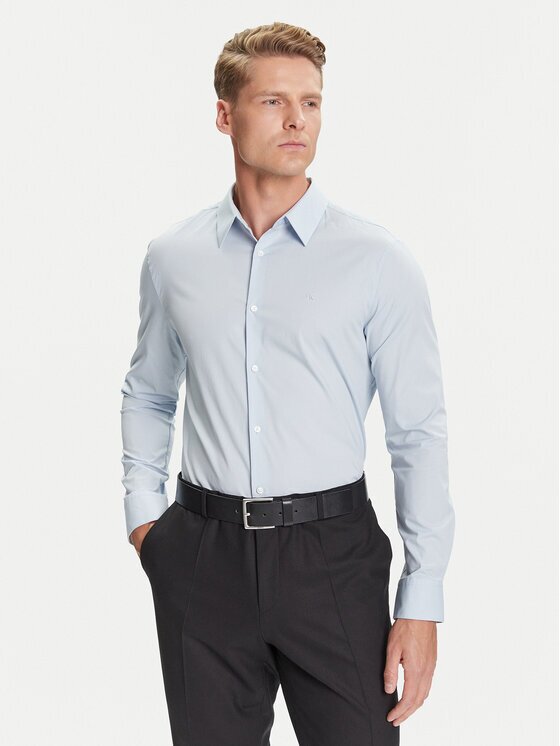 Calvin Klein Cămașă LV04LB145G Albastru celest Slim Fit