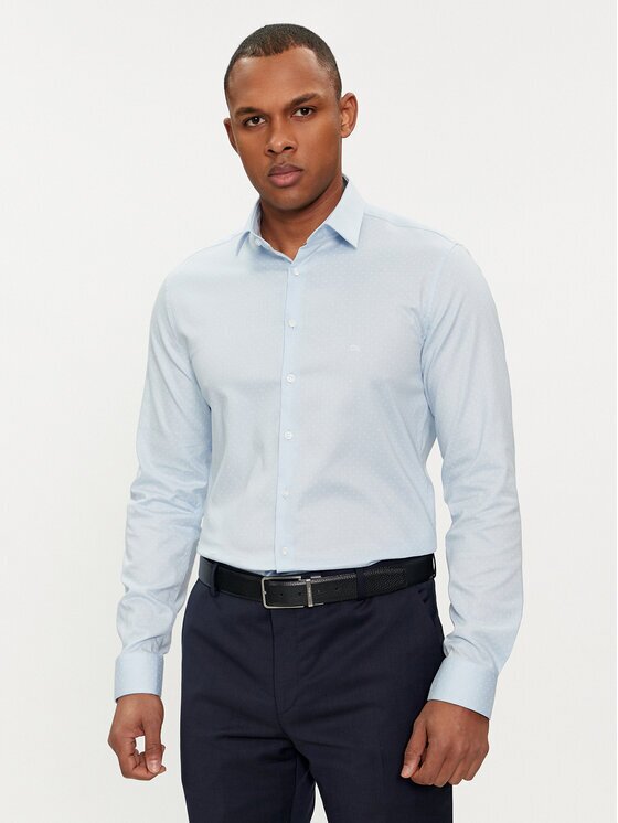 Calvin Klein Cămașă Micro Dot K10K112884 Albastru celest Slim Fit
