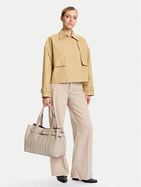 Calvin Klein Geantă Buckle Medium Tote LV04F3294G Écru