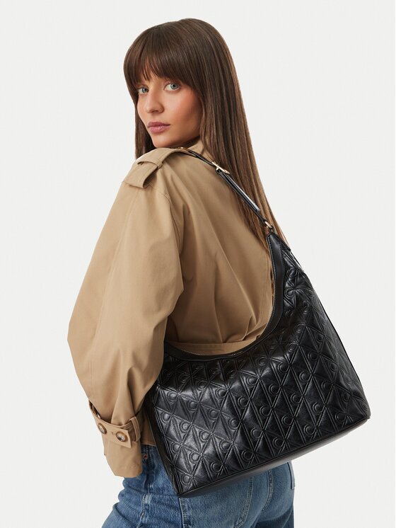 Calvin Klein Geantă Emblem Aop Debossed Medium Shbag LV04F3875G