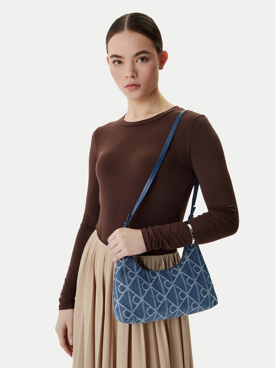 Calvin Klein Geantă Emblem Aop Denim Shoulder Bag LV04F3431G