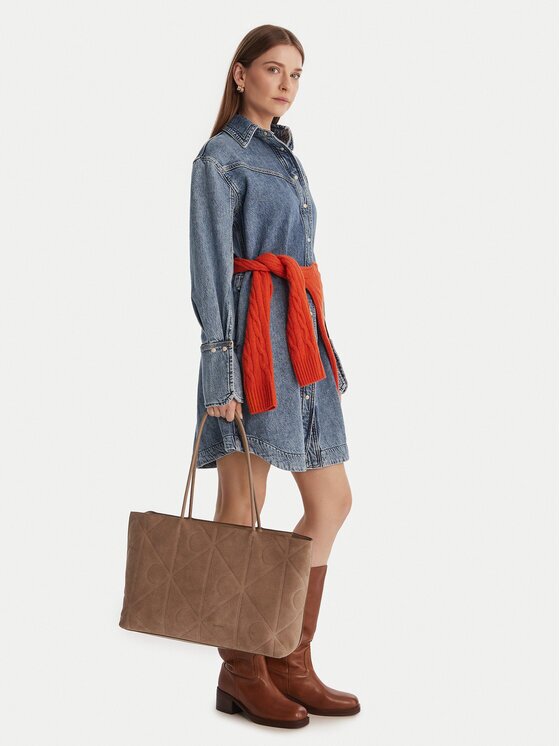 Calvin Klein Geantă Emblem Aop Embossed Suede Tote LV04F3334G
