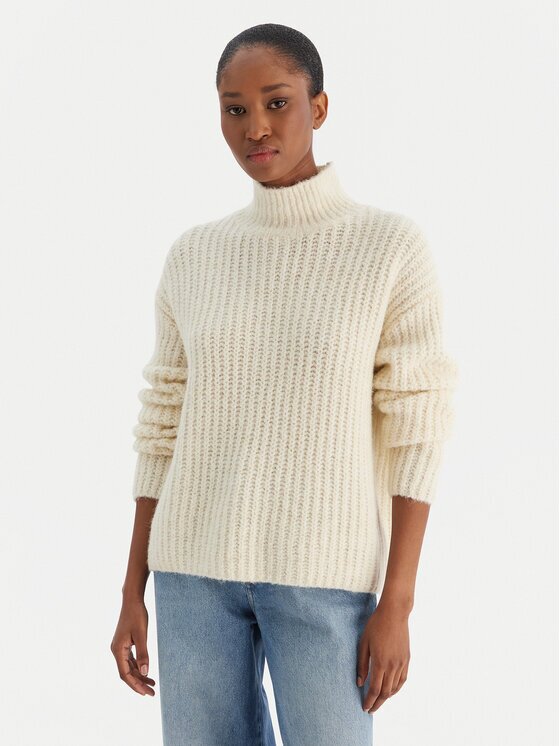 Calvin Klein Jeans Bluză cu gât Brushed Wool Ls LV044D361G Regular Fit