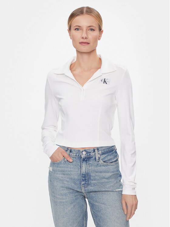 Calvin Klein Jeans Bluză Polo Collar Milano Regular Top J20J222556 Regular Fit