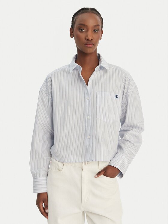 Calvin Klein Jeans Cămașă LV047F105G Albastru celest Relaxed Fit