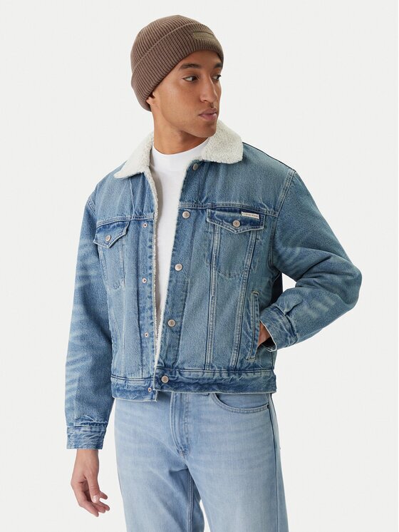 Calvin Klein Jeans Geacă de blugi 90s Sherpa LV04RD737G Regular Fit