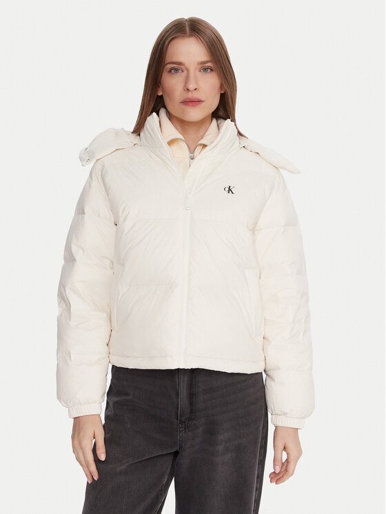Calvin Klein Jeans Geacă din puf Essential LV047D501G Écru Relaxed Fit
