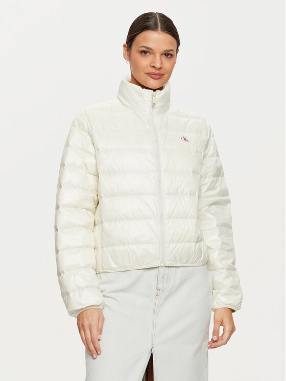 Calvin Klein Jeans Geacă din puf J20J224698 Écru Regular Fit