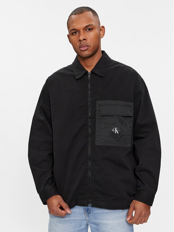 Calvin Klein Jeans Jachetă cămașă Mix Media J30J324617 Negru Regular Fit