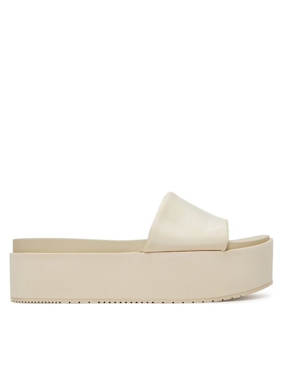 Calvin Klein Jeans Şlapi Flatform Sandal Slide In Nylon YW0YW01791 Écru
