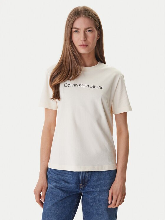 Calvin Klein Jeans Tricou LV047C912G Écru Regular Fit