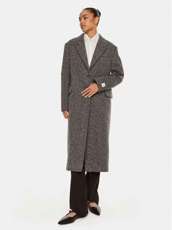 Calvin Klein Palton de lână Herringbone Single K20K207710 Regular Fit