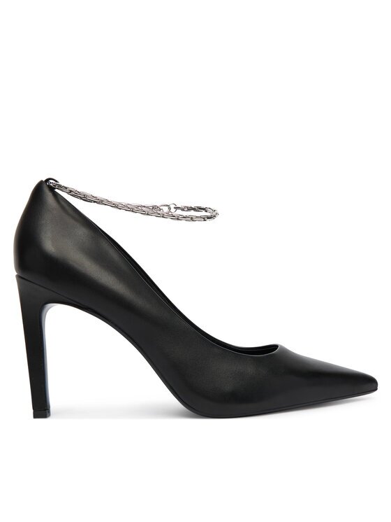 Calvin Klein Pantofi cu toc subțire Ess Stiletto Hdw Chain Lth 90 HW0HW02718