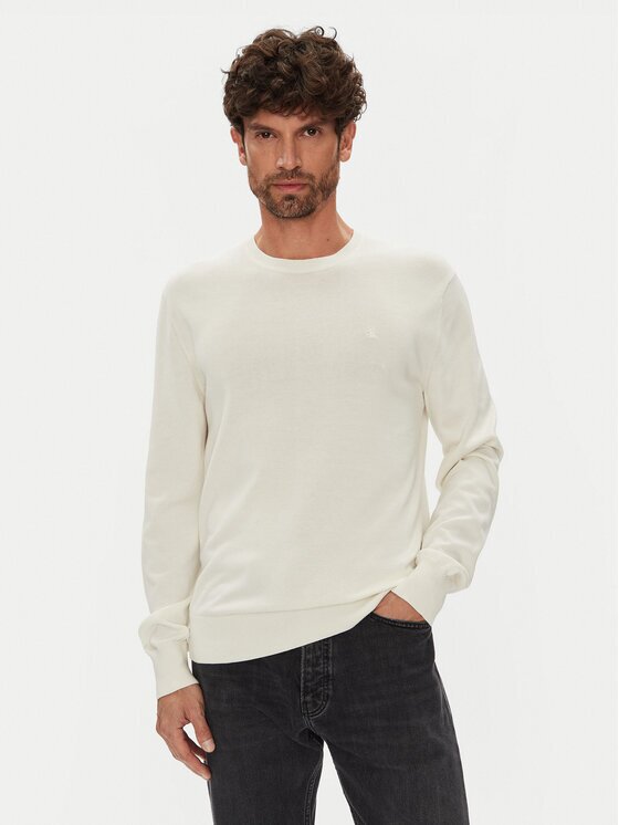 Calvin Klein Pulover LV040BM343 Écru Regular Fit
