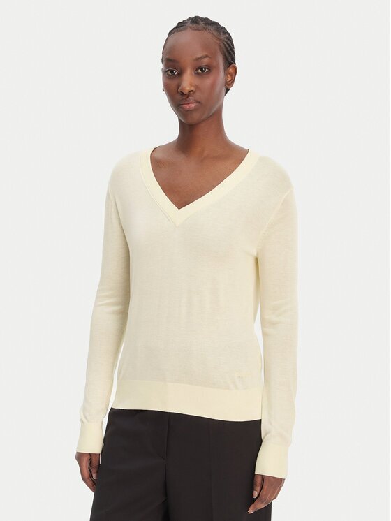 Calvin Klein Pulover LV044F324G Écru Regular Fit