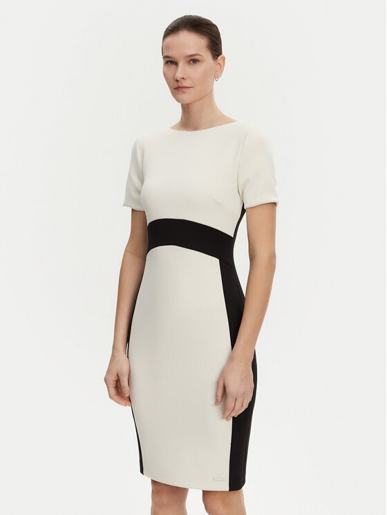 Calvin Klein Rochie cocktail K20K208161 Écru Slim Fit
