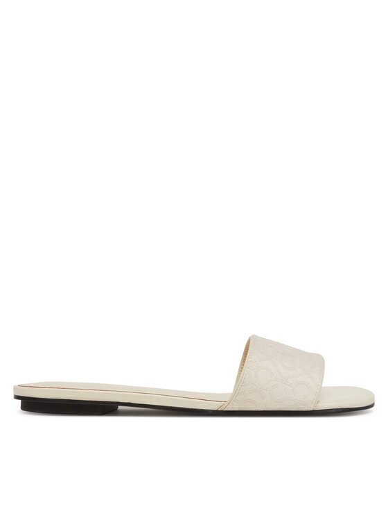 Calvin Klein Şlapi Flat Slide Jacq HW0HW02388 Écru