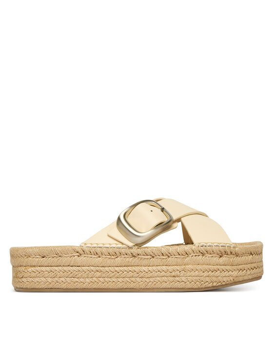 Calvin Klein Şlapi Flatf Espadrill Cross Lth Hdw HW0HW02892 Crem