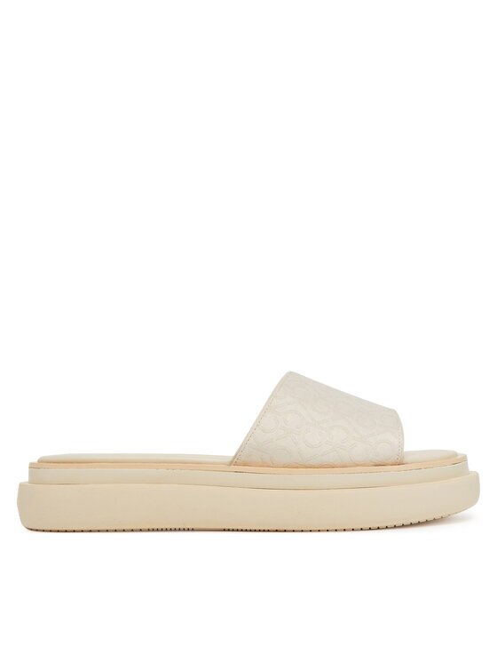 Calvin Klein Şlapi Flatform Slide Jacq HW0HW02461 Écru