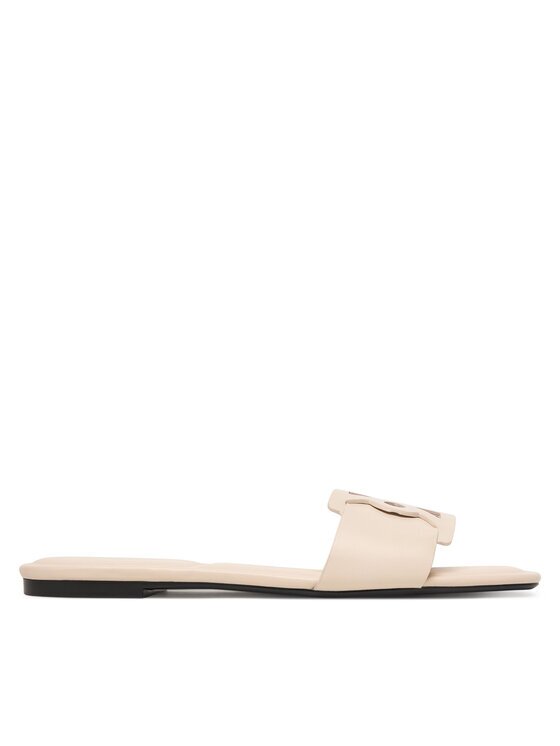 Calvin Klein Şlapi Square Flat Sandal Emblem HW0HW03128 Écru