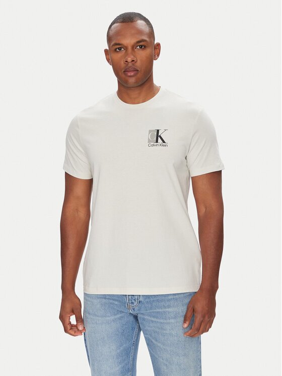 Calvin Klein Tricou Abstract Graphic LV04RC853G Écru Regular Fit