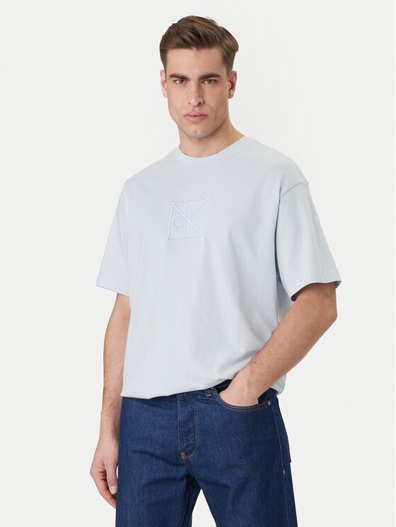 Calvin Klein Tricou Emblem Graphic LV14RF817G Albastru celest Regular Fit