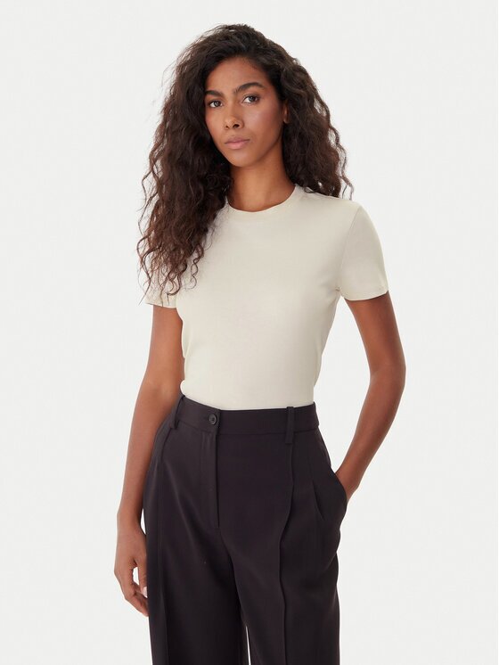 Calvin Klein Tricou LV044C216G Écru Regular Fit