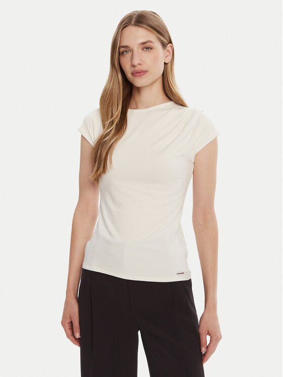 Calvin Klein Tricou LV047B275G Écru Slim Fit