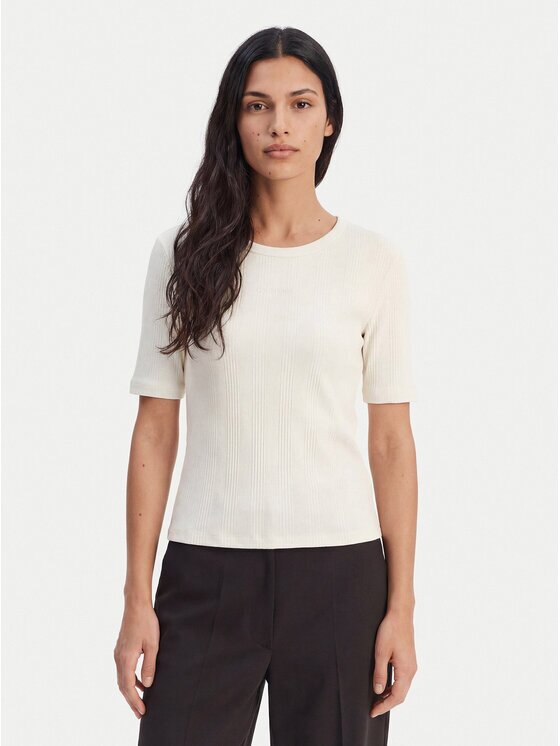 Calvin Klein Tricou Varigated LV044F211G Écru Slim Fit