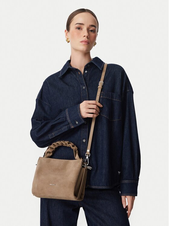 COCCINELLE Geantă P6P Boheme Suede Bimaterial E1 P6P 58 01 01 Bej închis