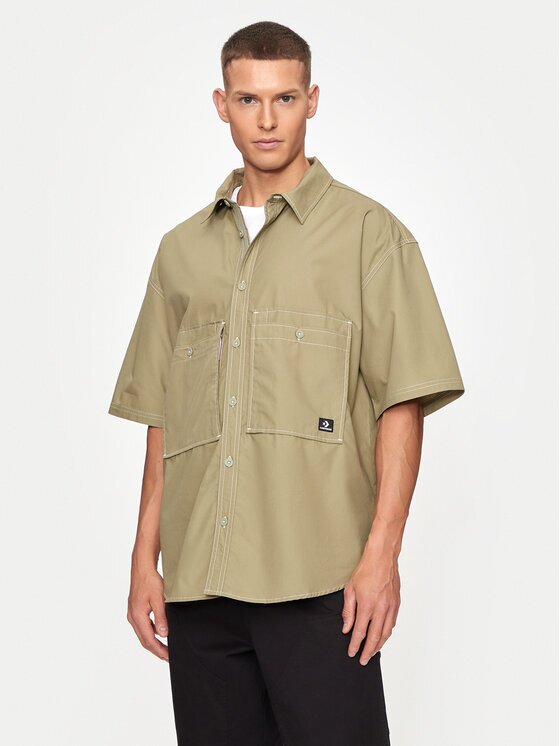 Converse Cămașă M Wordmark Utility Shirt 10026433-A02 Kaki Regular Fit