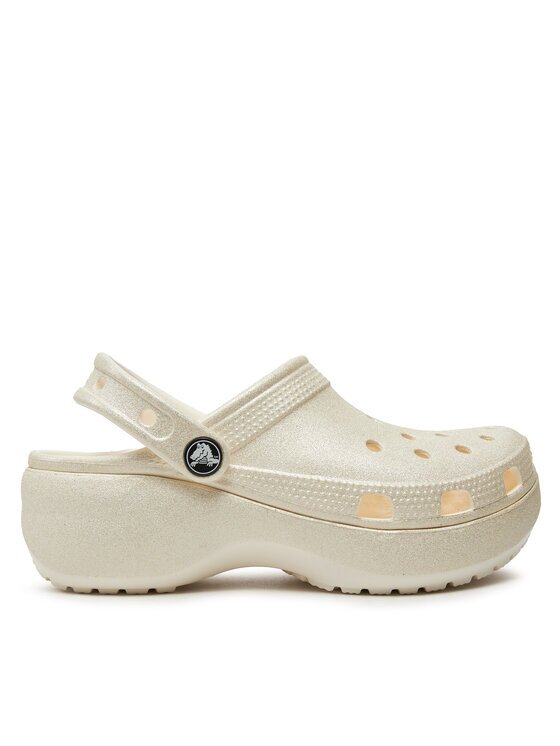 Crocs Şlapi Classic Platform Glitter Clog W 207241 Écru