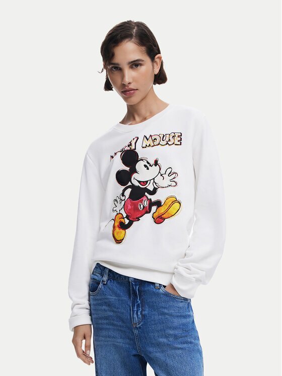 Desigual Bluză Avery Mickey 25SWSK45 Écru Regular Fit