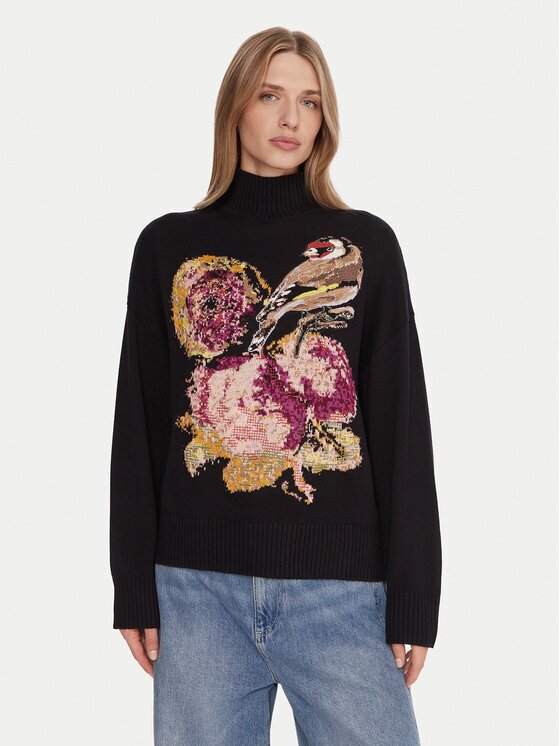 Desigual Bluză cu gât Bird Laroix 25WWJF04 Regular Fit