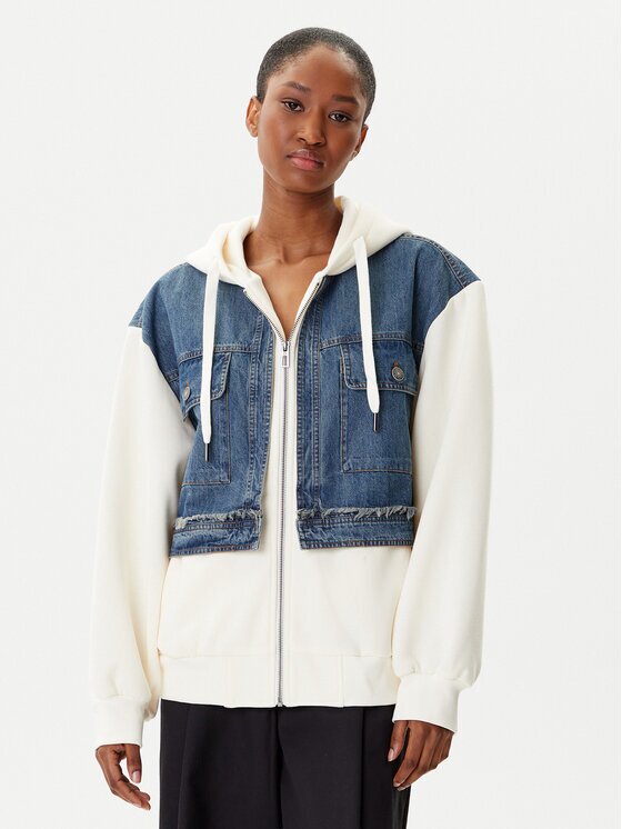 Desigual Bluză Trucker 25WWSK06 Écru Loose Fit