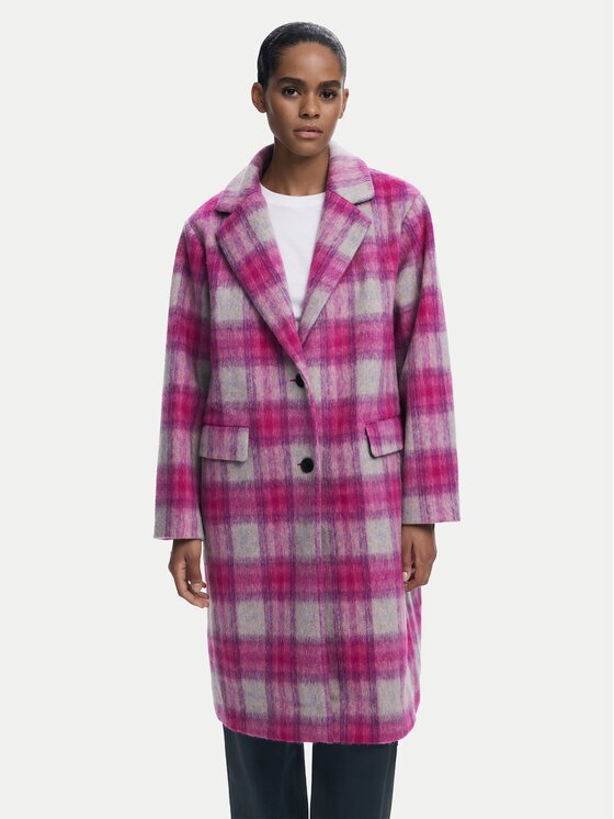 Desigual Palton de lână Pinkcheck 25WWEW15 Regular Fit